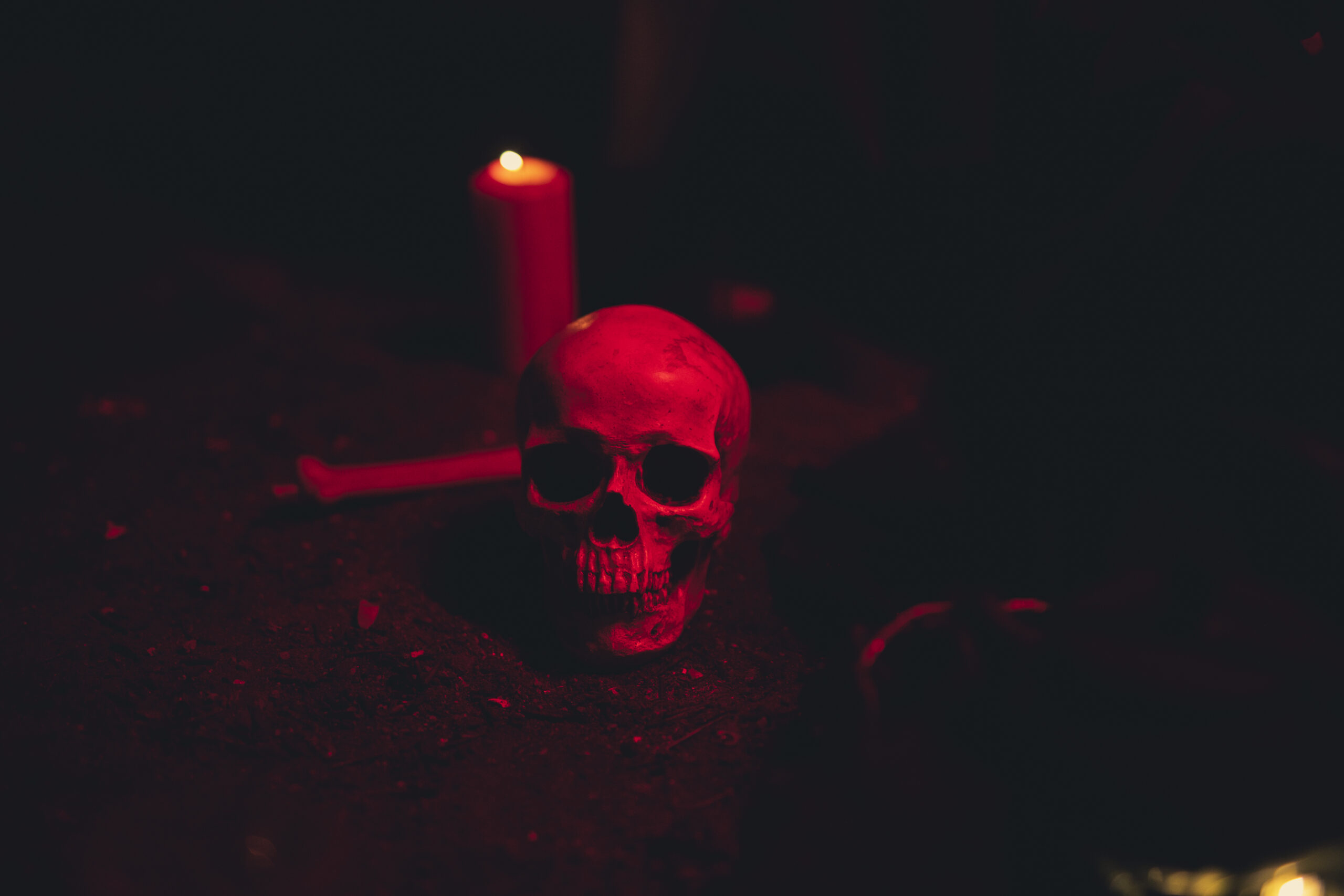 Skull Candle Dark Red Light Scaled